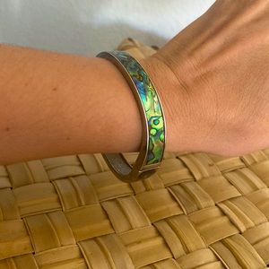 Abalone shell + silver vintage bangle